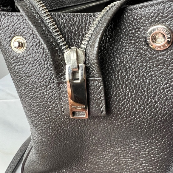 Saint Laurent Cabas Rive Gauche Charcoal Black Tote Crossbody Handbag - Picture 9 of 15